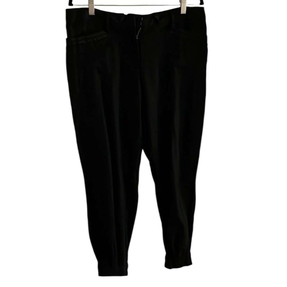 White House Black Market size 12 black linen joggers zip at cuff front pockets